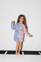 Girls' "Split Stripe" Patch Shorts