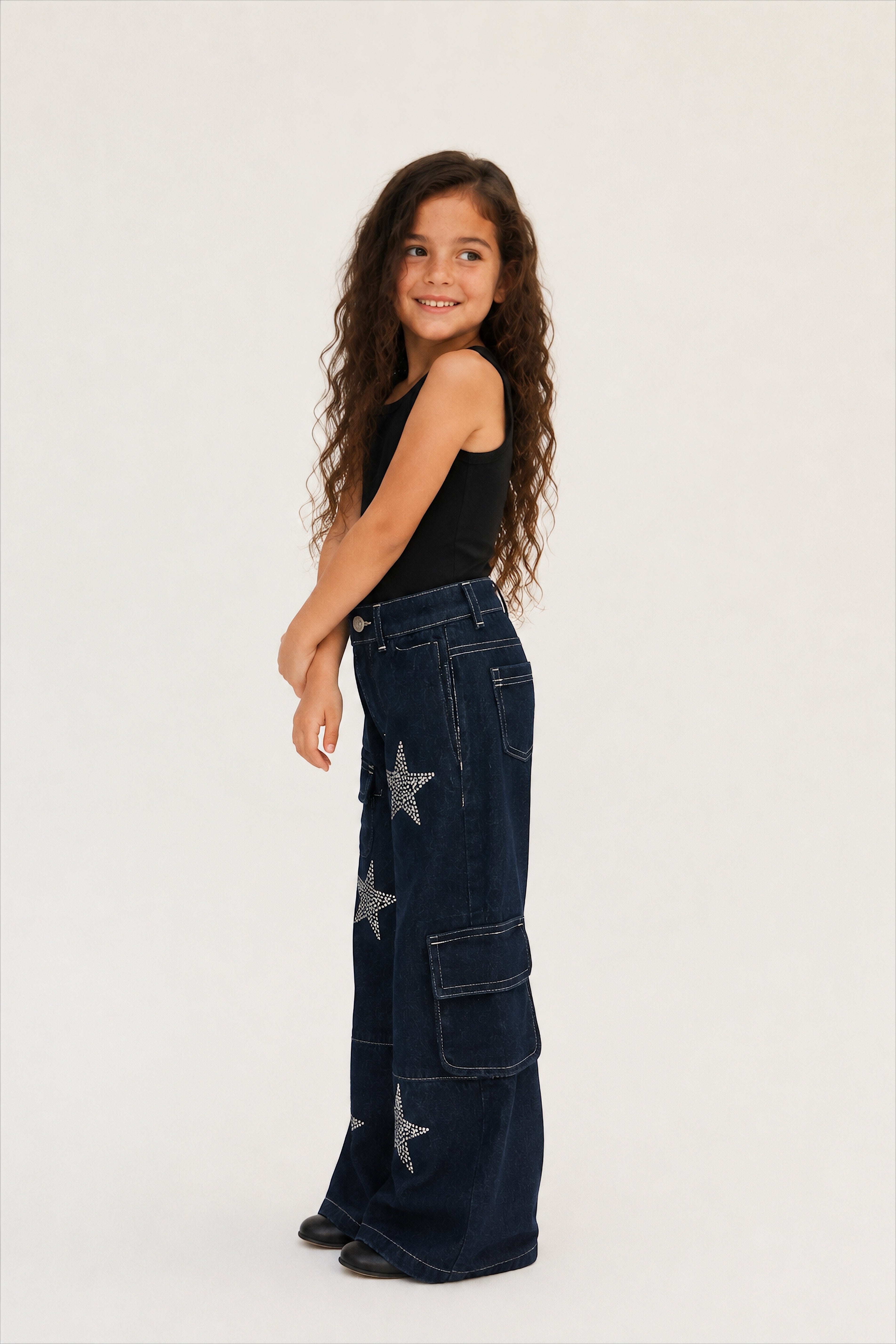Girls' "Star Cargo" Denim Pants