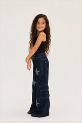 Girls' "Star Cargo" Denim Pants