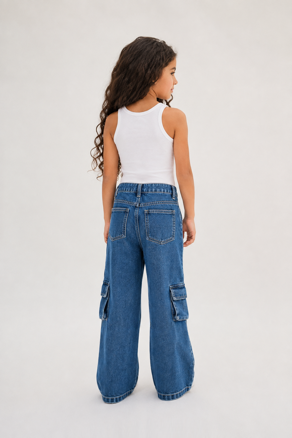 Girls' "Star Cargo" Denim Pants