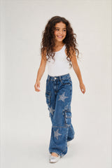Girls' "Star Cargo" Denim Pants