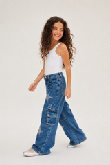Girls' "Star Cargo" Denim Pants