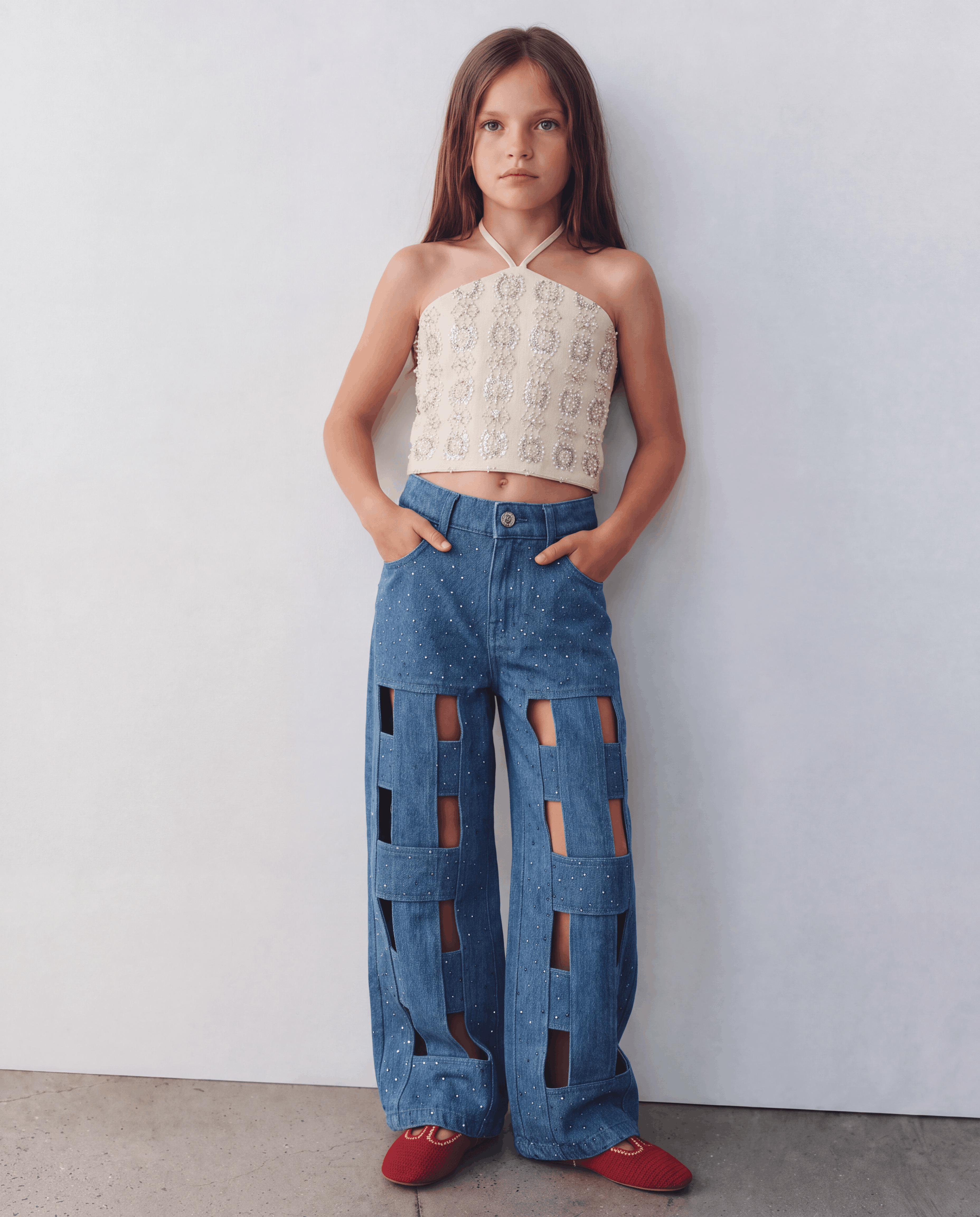 Girls' "Night Spark" Beaded Halter Top