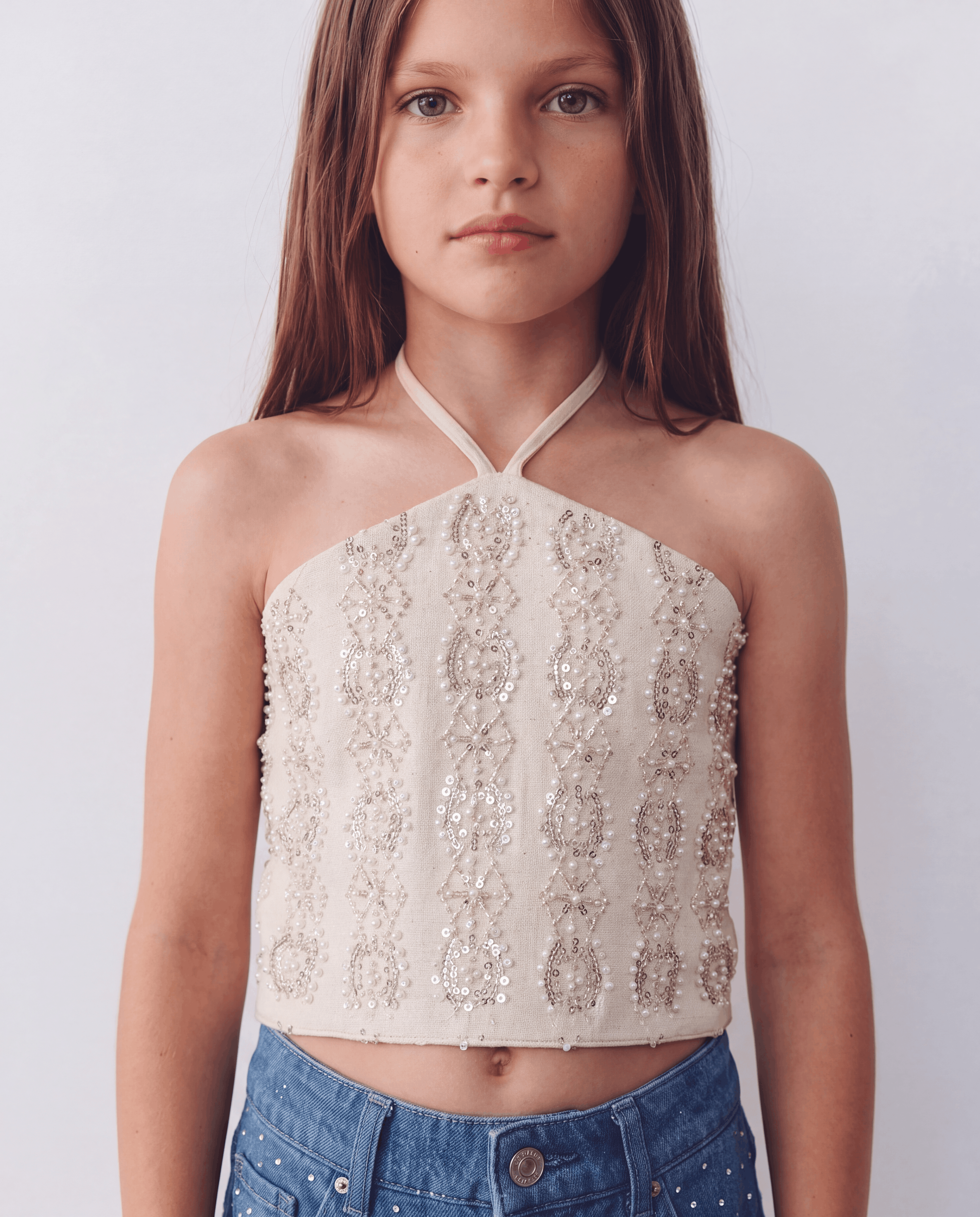 Girls' "Night Spark" Beaded Halter Top