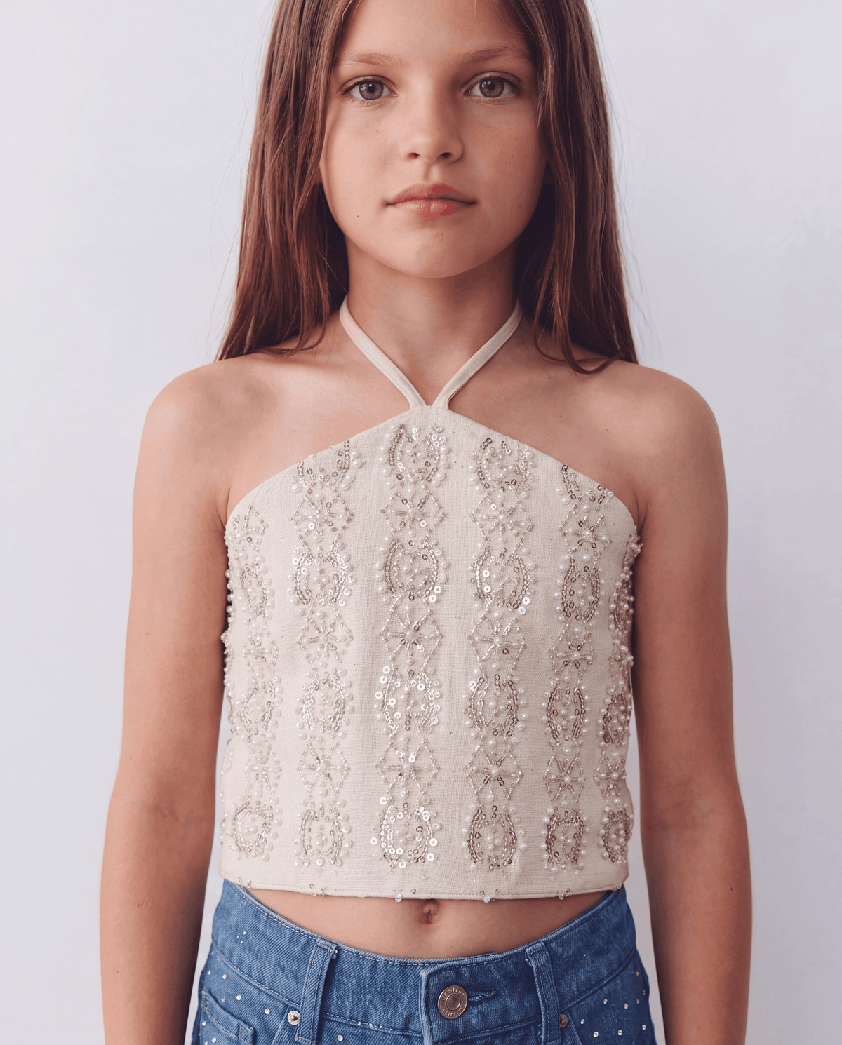 Girls' "Night Spark" Beaded Halter Top