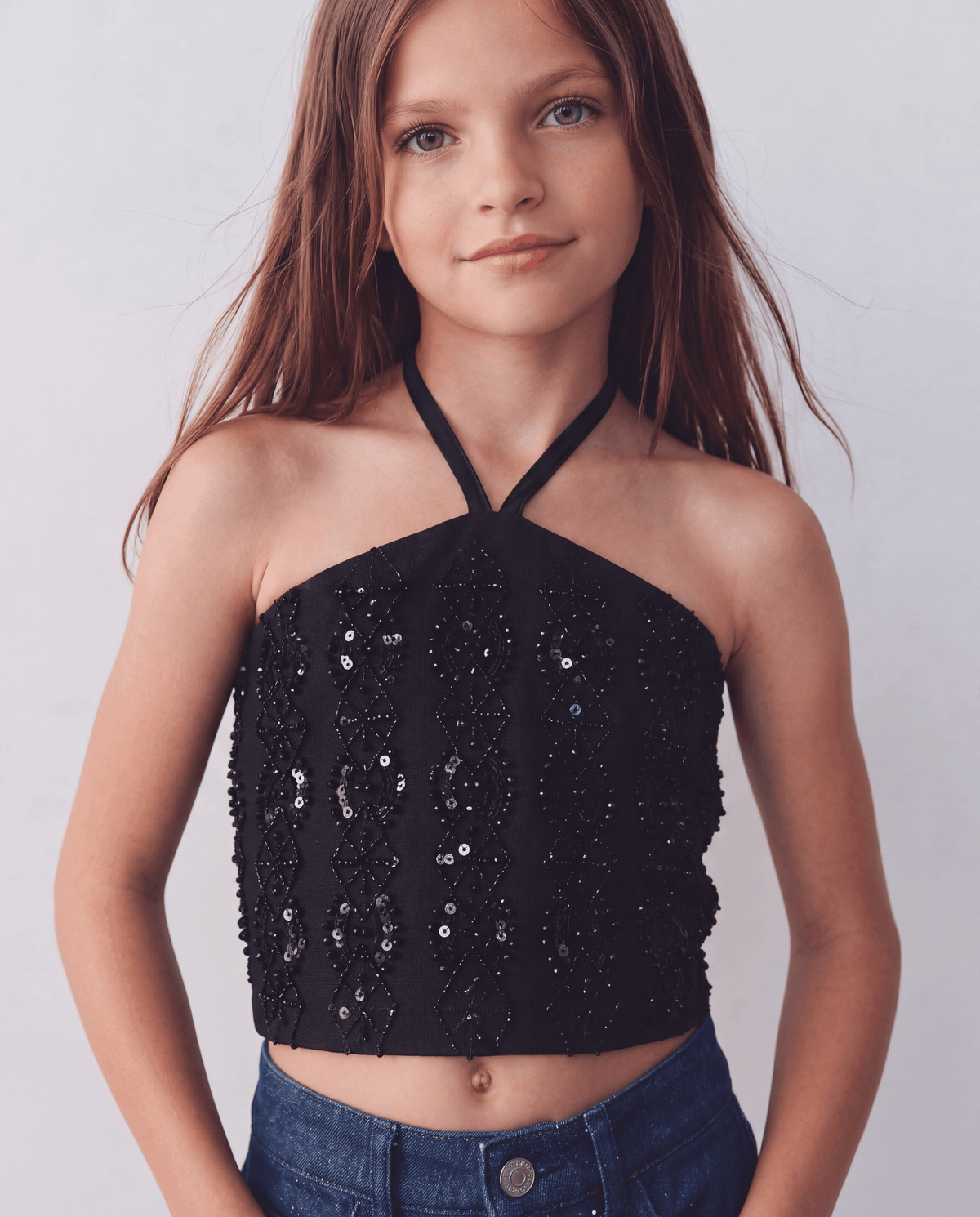 Girls' "Night Spark" Beaded Halter Top