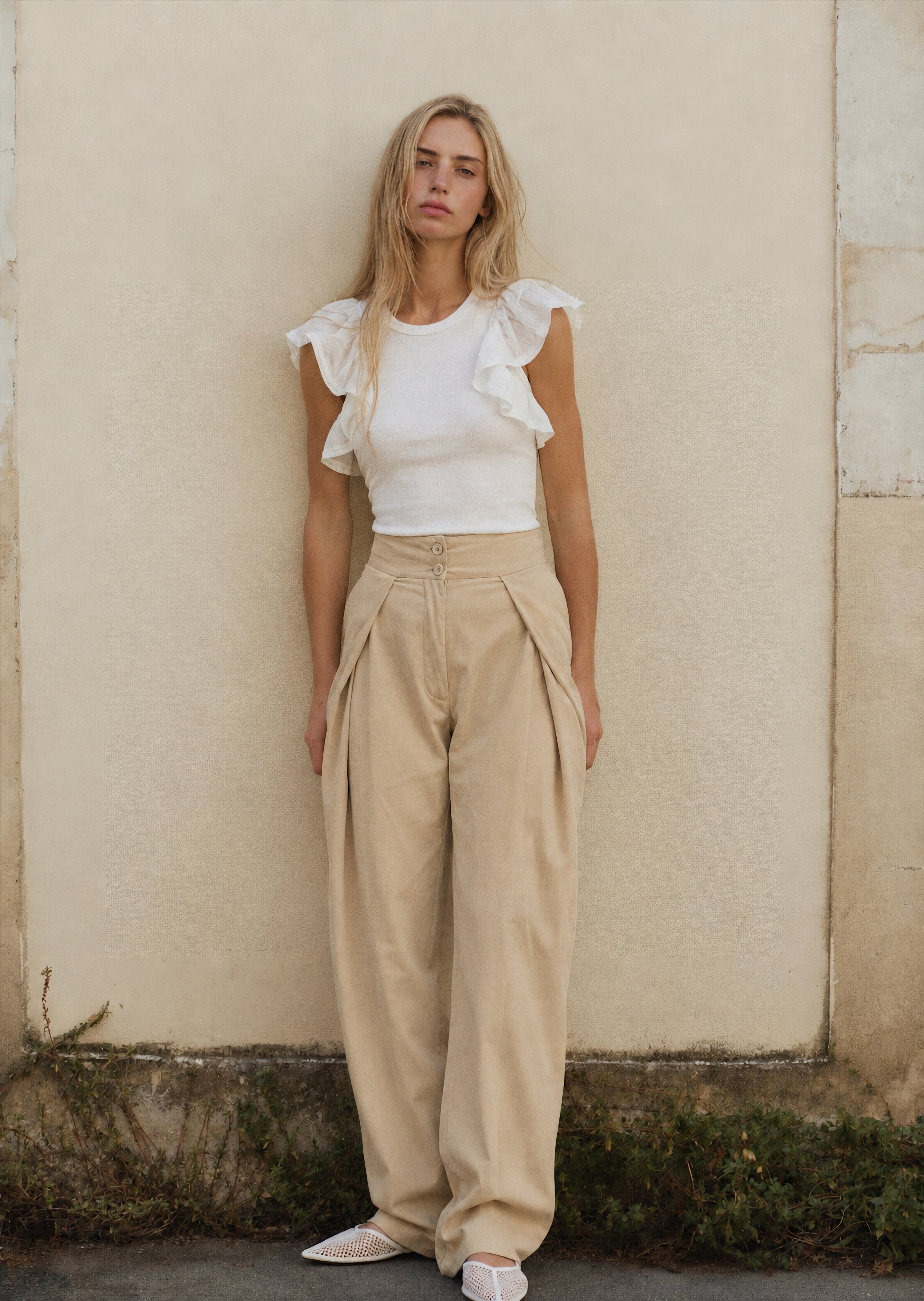 Women ruffle sleeve top