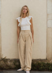 Women folded sides pants