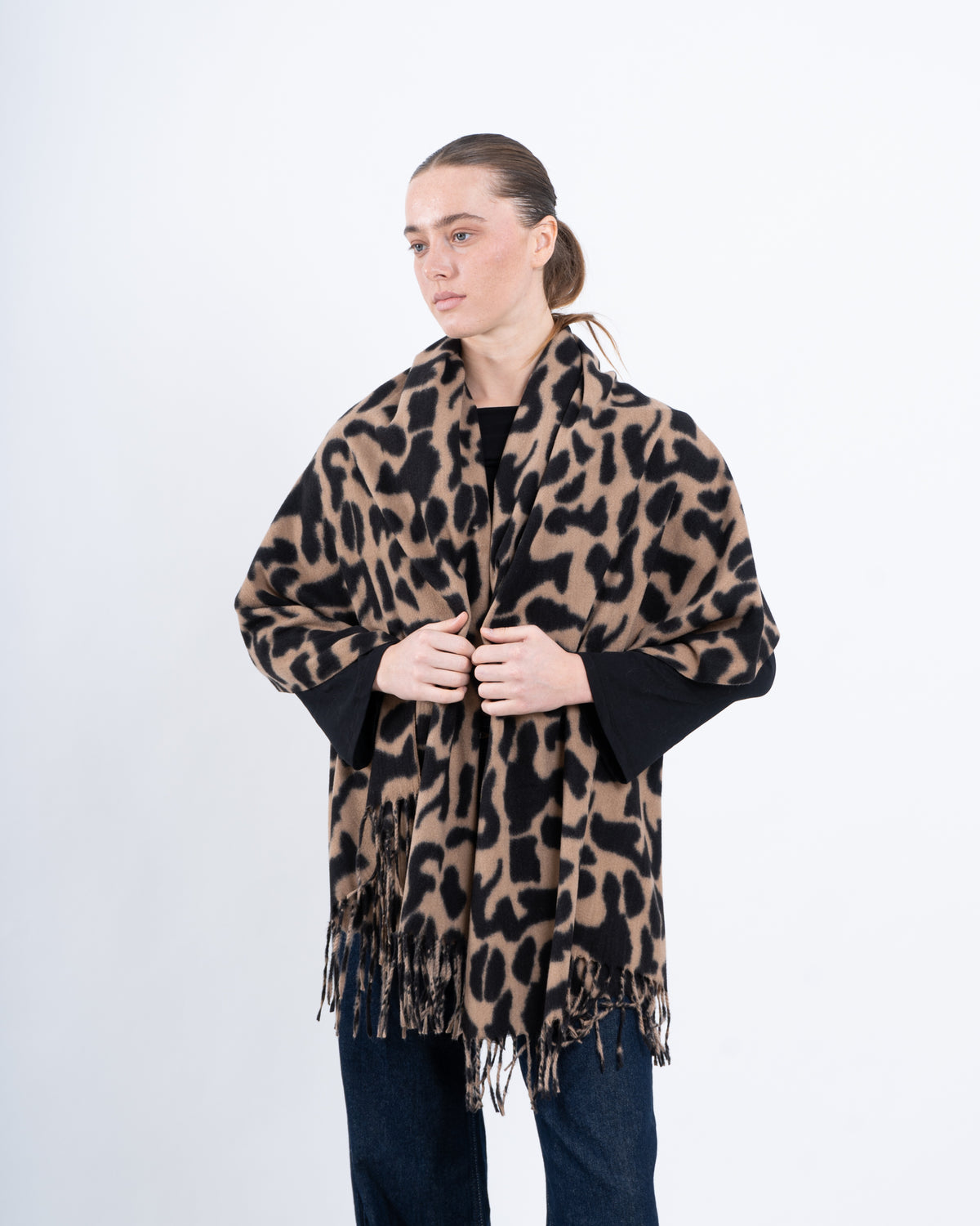 Leopard Fringed Scarf