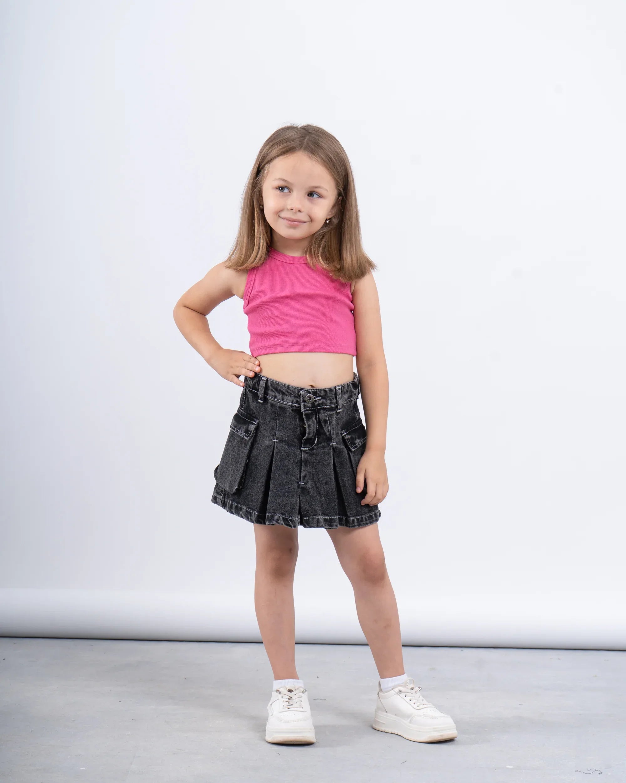 Denim Pleated Skort - Venti