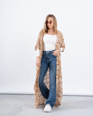 Embroidered Crochet Long Cardigan