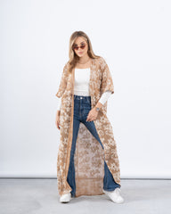 Embroidered Crochet Long Cardigan