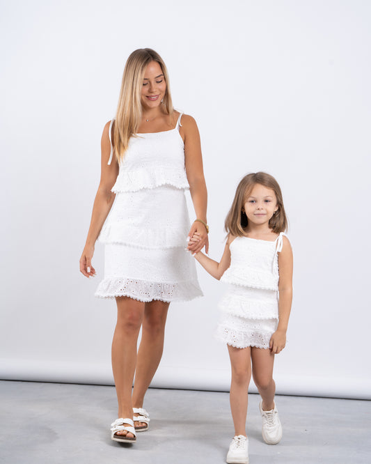 Tiered Broderie Anglaise Midi Dress