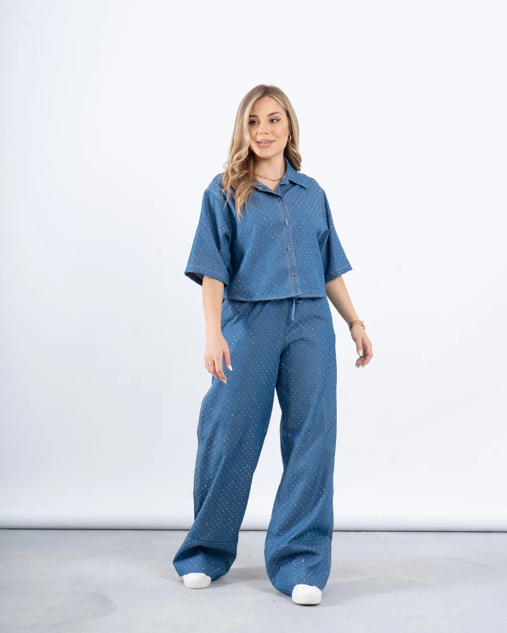 Embellished Sparkling Wide-Leg Pants - Venti