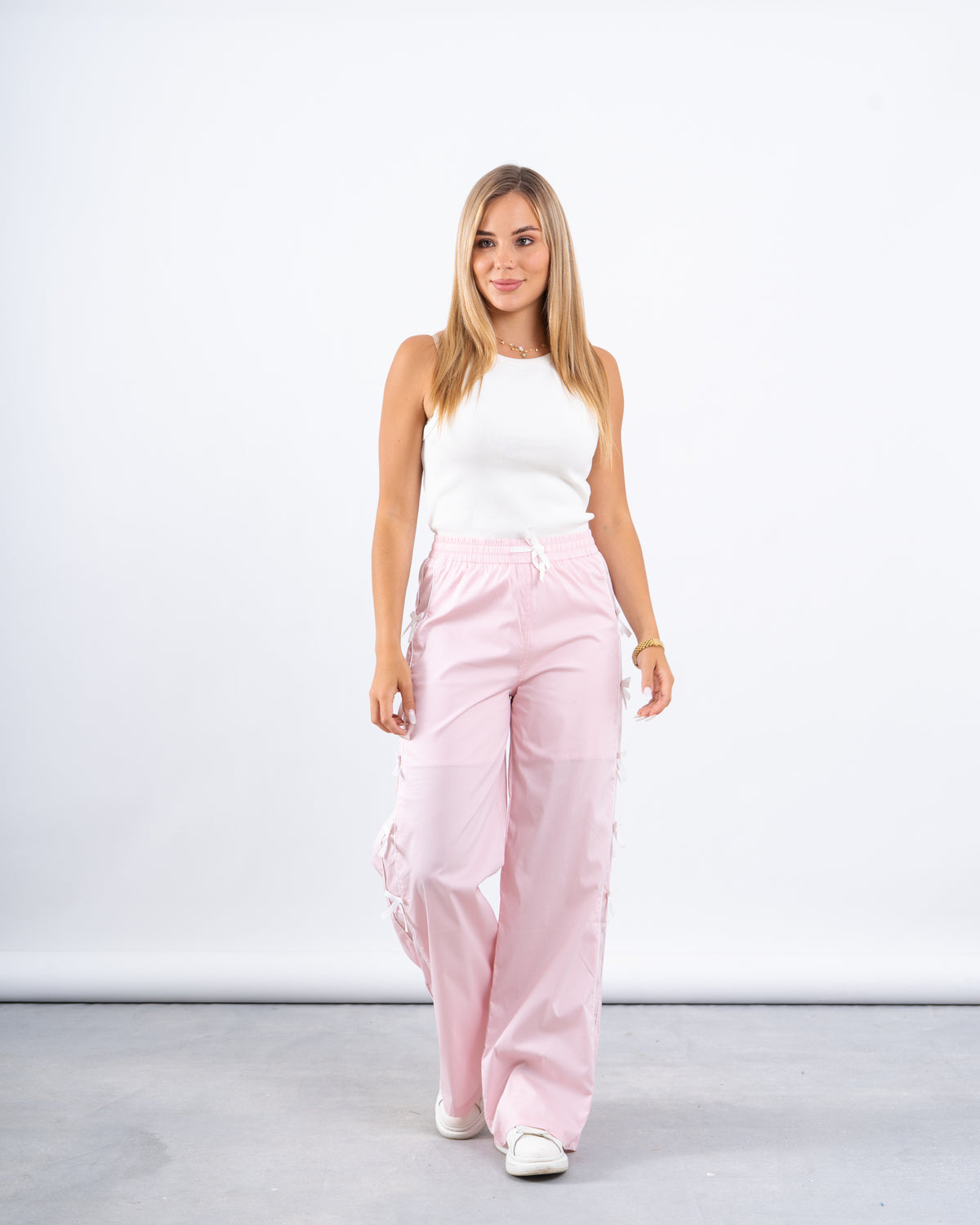 Bow Detail Wide-Leg Pants
