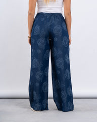 Floral Jacquard Wide-Leg Pants