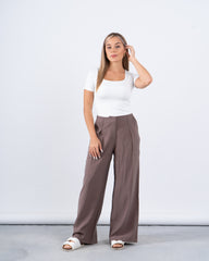 High-Waist Pleated Wide-Leg Pants