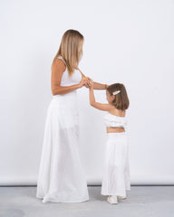 Embroidered Cotton Extra Wide Leg Pants