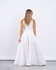 Embroidered Cotton Extra Wide Leg Pants