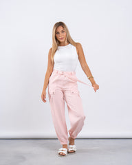 Belted Cargo Jogger Pants
