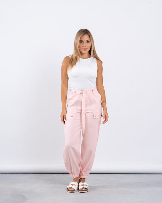 Belted Cargo Jogger Pants