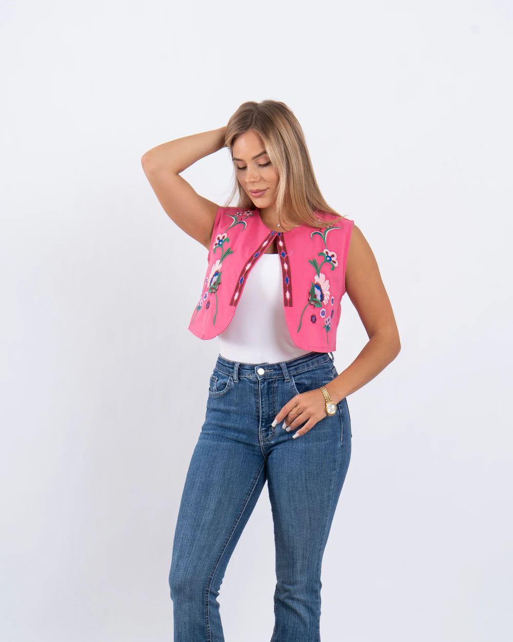 Embroidered Floral Vest - Venti