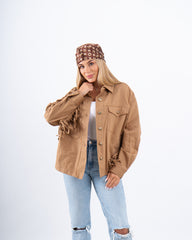 Fringe Detail Twill Jacket