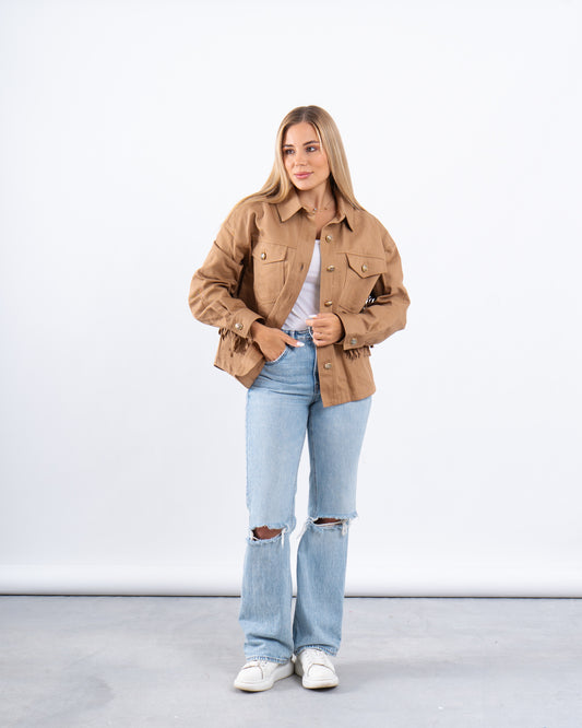Fringe Detail Twill Jacket