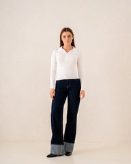 Women knit zip up polo - Venti