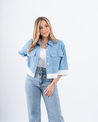 Contrast Trim Cropped Shirt