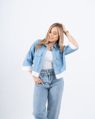 Contrast Trim Cropped Shirt