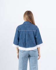 Contrast Trim Cropped Shirt