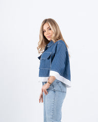 Contrast Trim Cropped Shirt