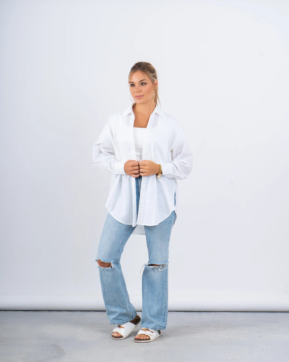 Sparkling Embellished Oversized Shirt - Venti