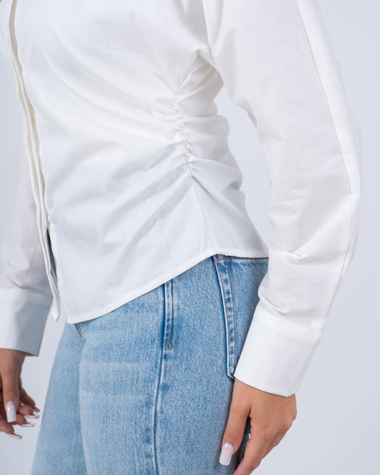 Ruched Waist Fitted Shirt