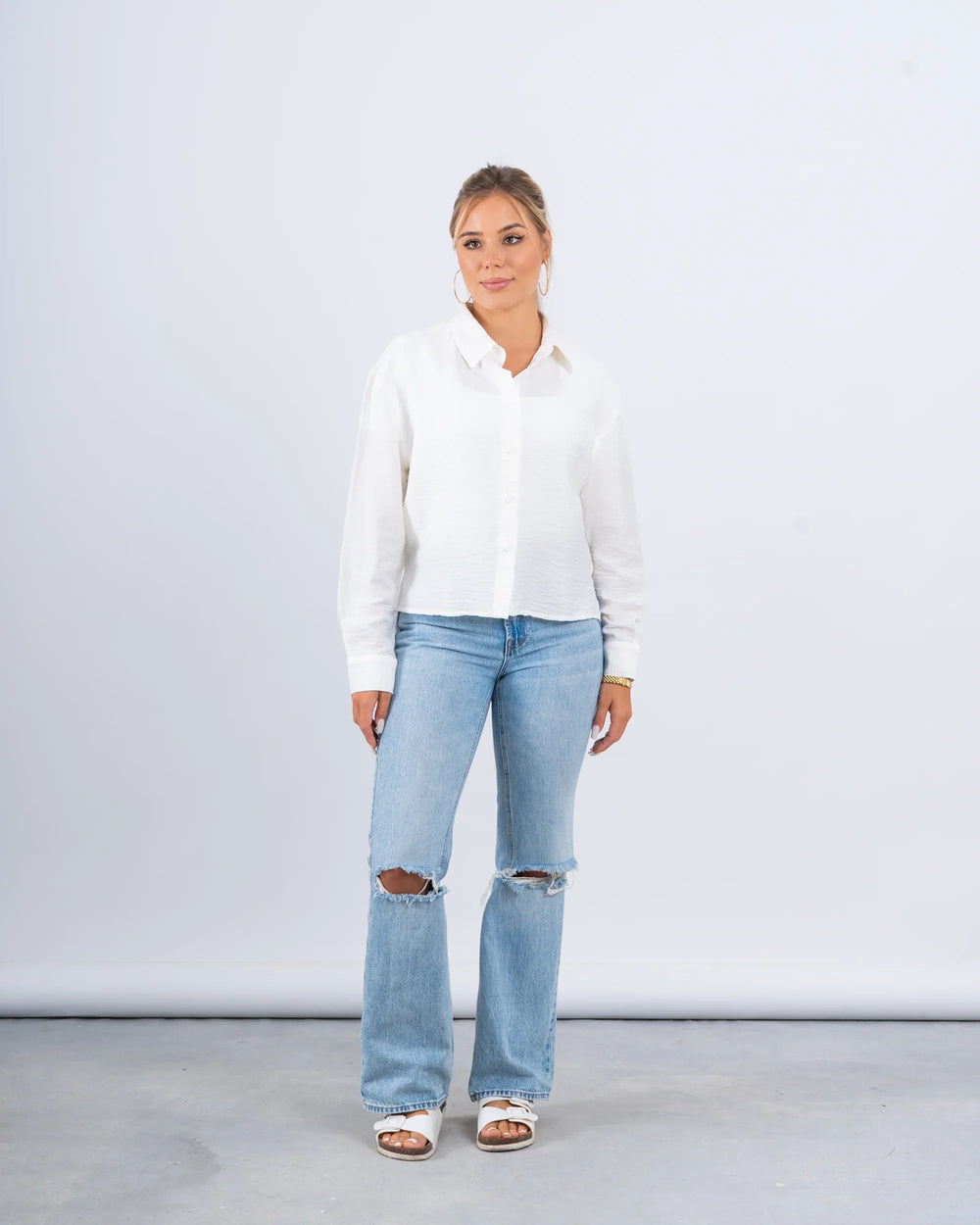 Drawstring Detail Textured Shirt - Venti