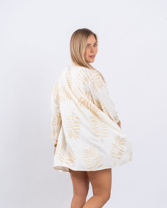 Women metallic print beach cov