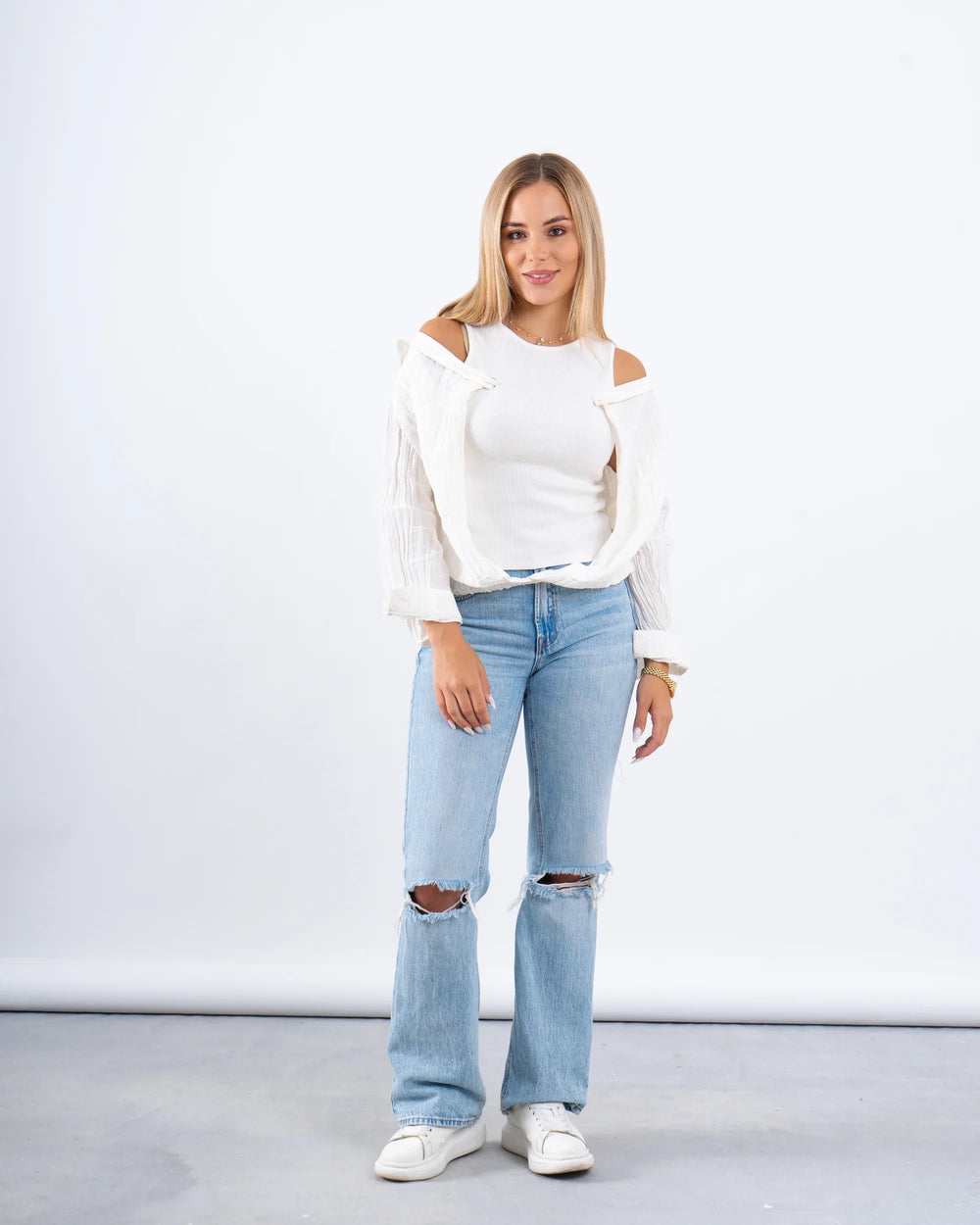 Drop-Shoulder Top With attached Tanktop - Venti