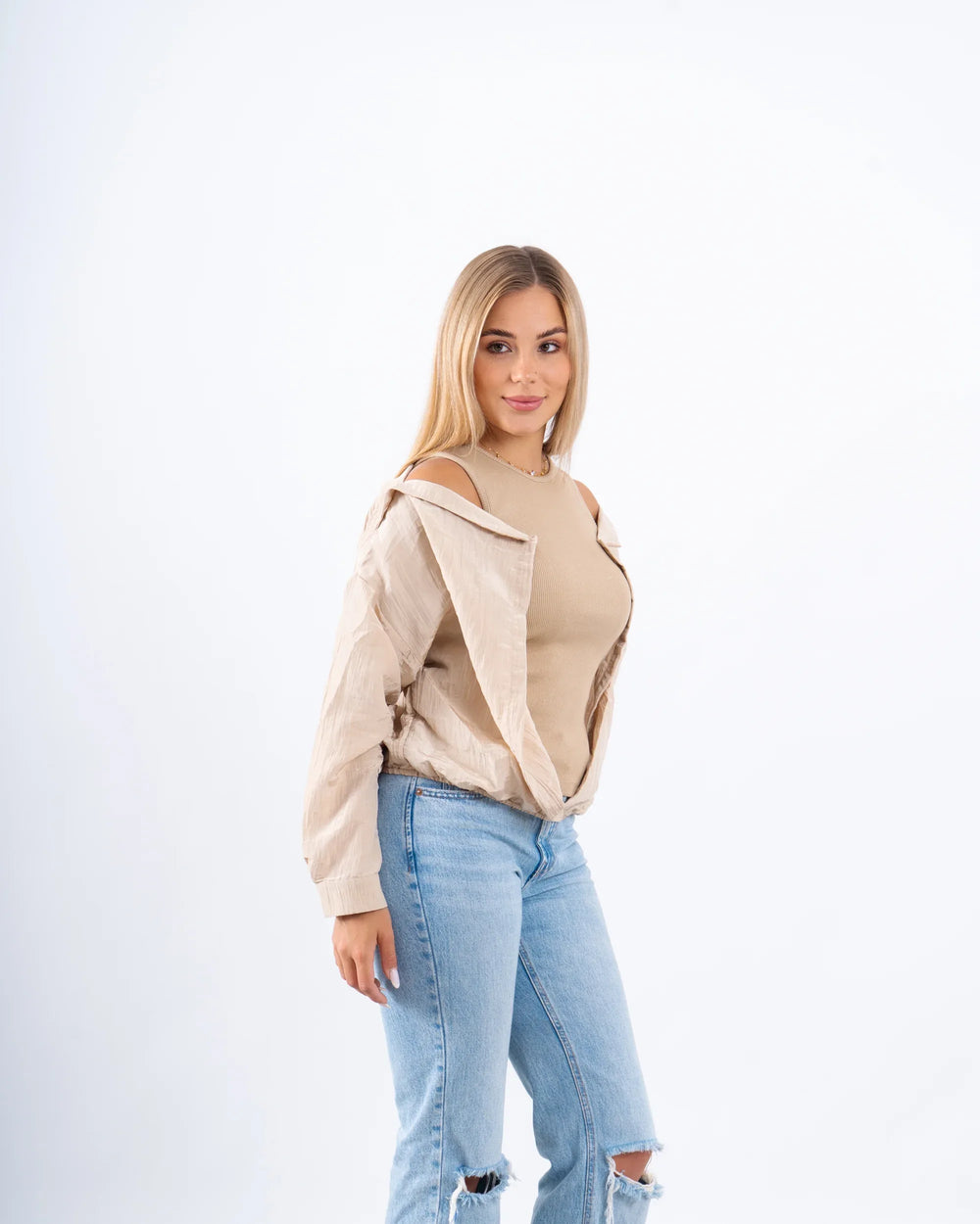 Drop-Shoulder Top With attached Tanktop - Venti