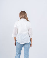 Embroidered Eyelet Button-Up Shirt