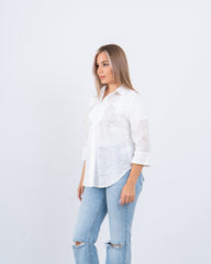 Embroidered Eyelet Button-Up Shirt