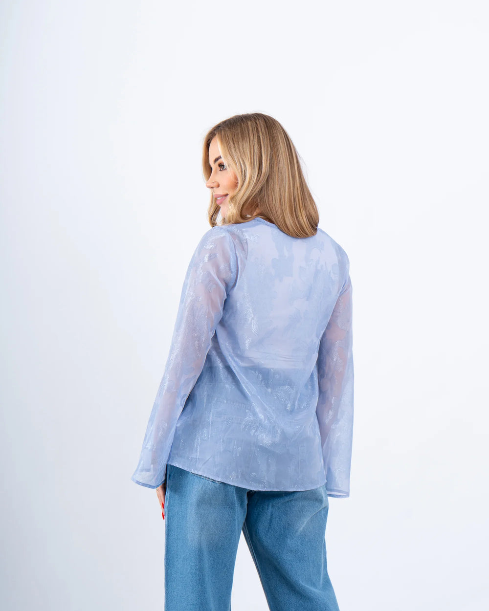 Sheer Jacquard Flowy Blouse - Venti