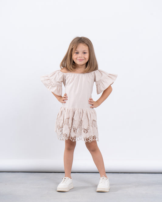 Off-Shoulder Dress With Lace Trim