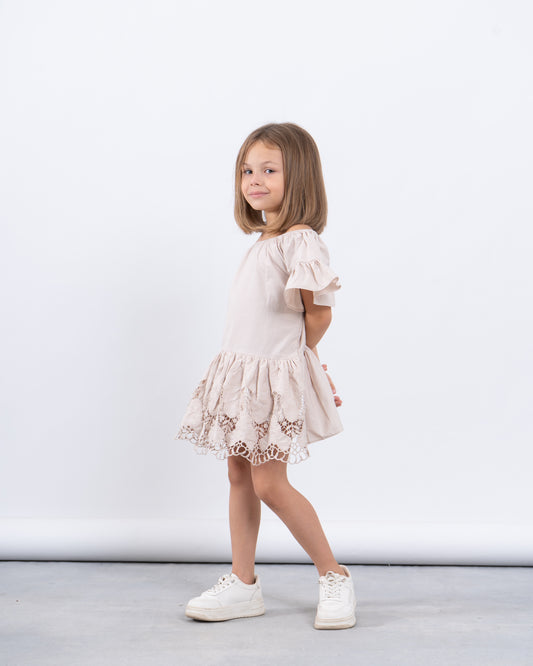 Off-Shoulder Dress With Lace Trim