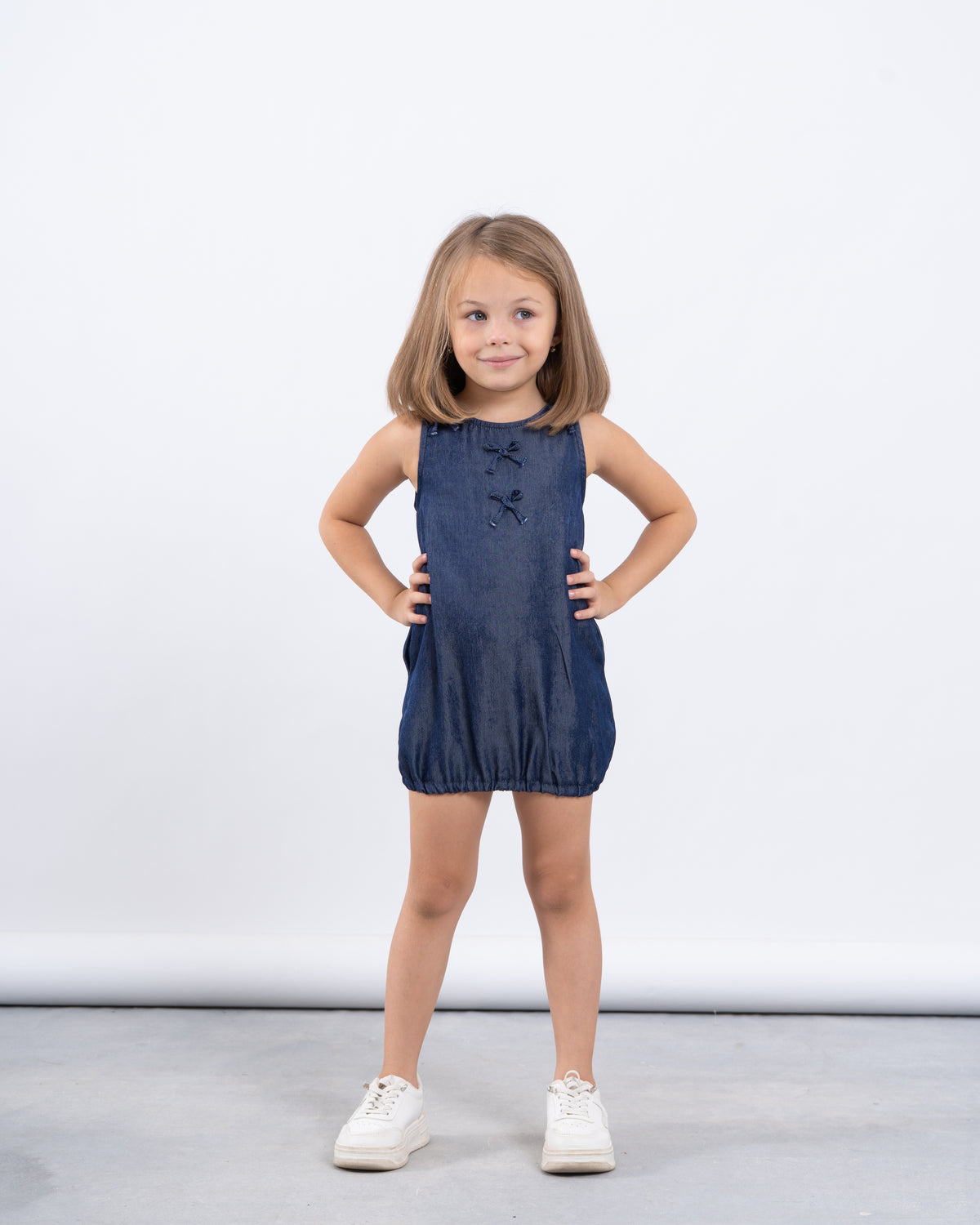 Sleeveless Bow Detail Puffball Dress