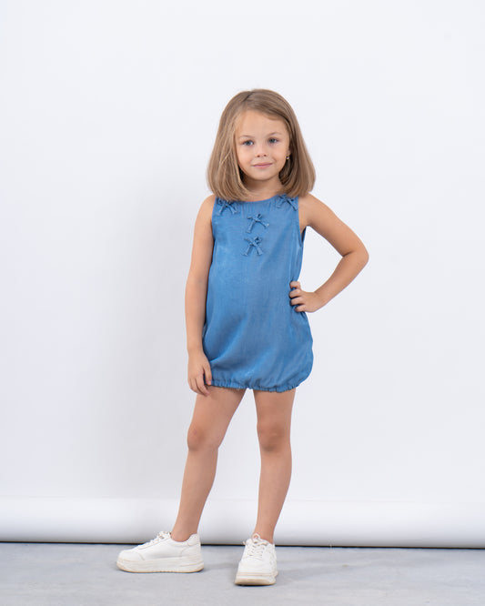 Sleeveless Bow Detail Puffball Dress
