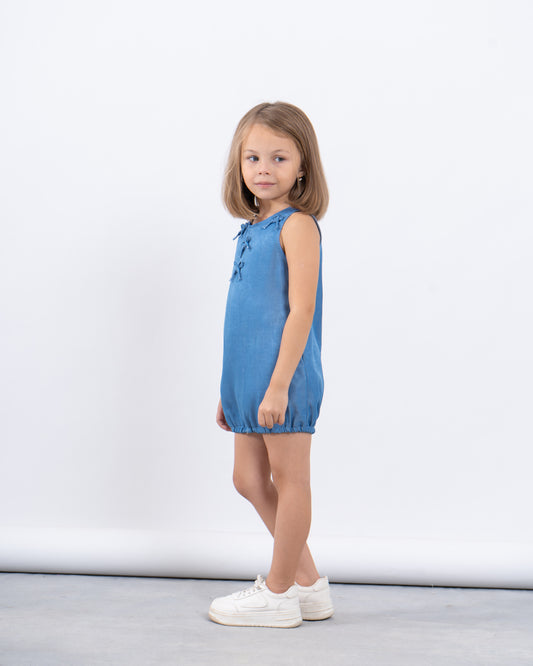 Sleeveless Bow Detail Puffball Dress