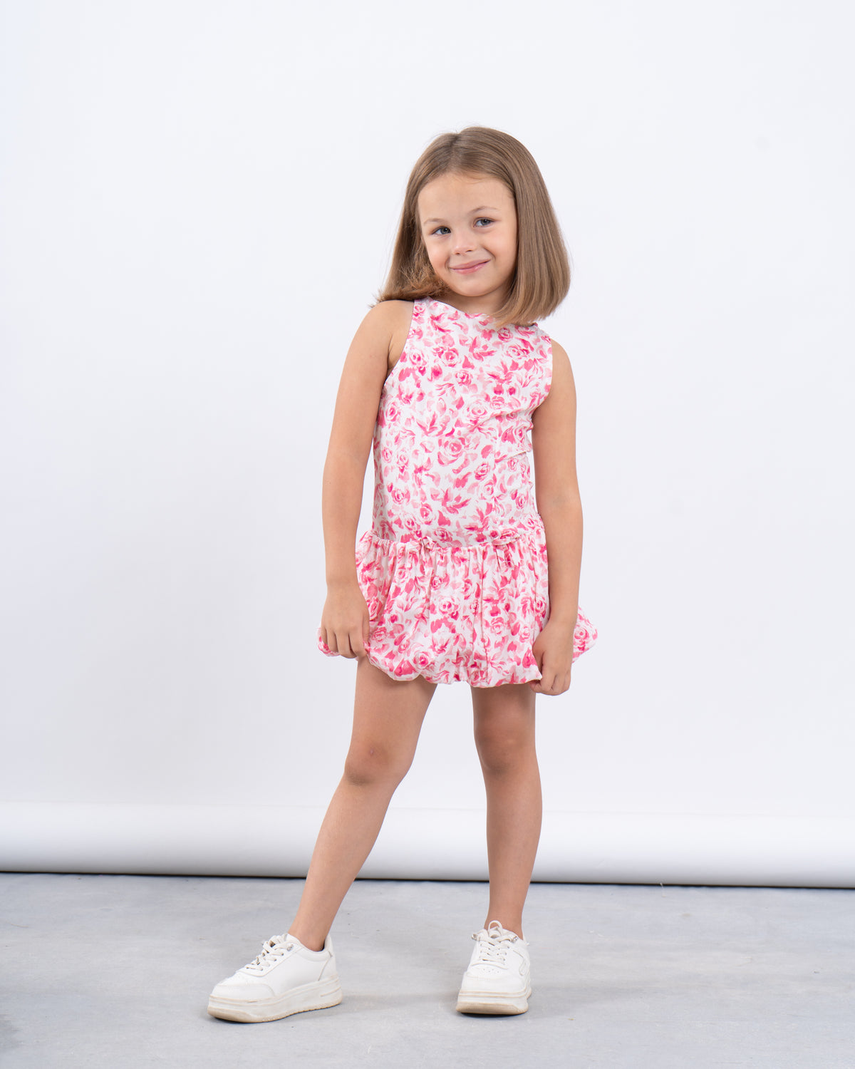 Floral Drop Waist Puffball Dress