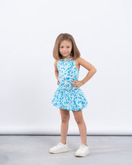 Floral Drop Waist Puffball Dress