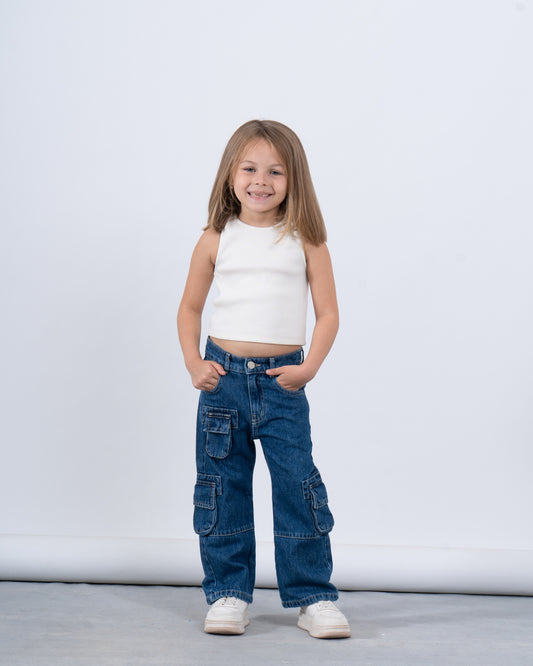 Pockets Cargo Denim Pants
